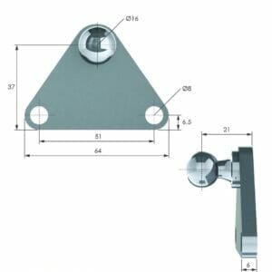 Large Flat Gas Strut Bracket